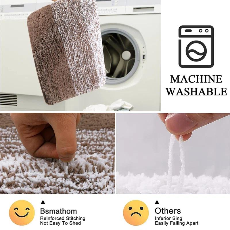 BEACHWATER POOL & SPA, LLC Bathroom Rugs Sets 4 Piece With Toilet Lid Cover, Non-Slip Absorbentb Rugs And Mats For Bathroom Microfiber Shaggy Machine Washable Bath Rug Set