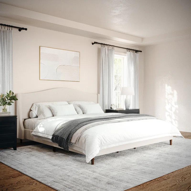 Martha Stewart Martha Stewart Amelia Upholstered Platform Bed With Curved Headboard