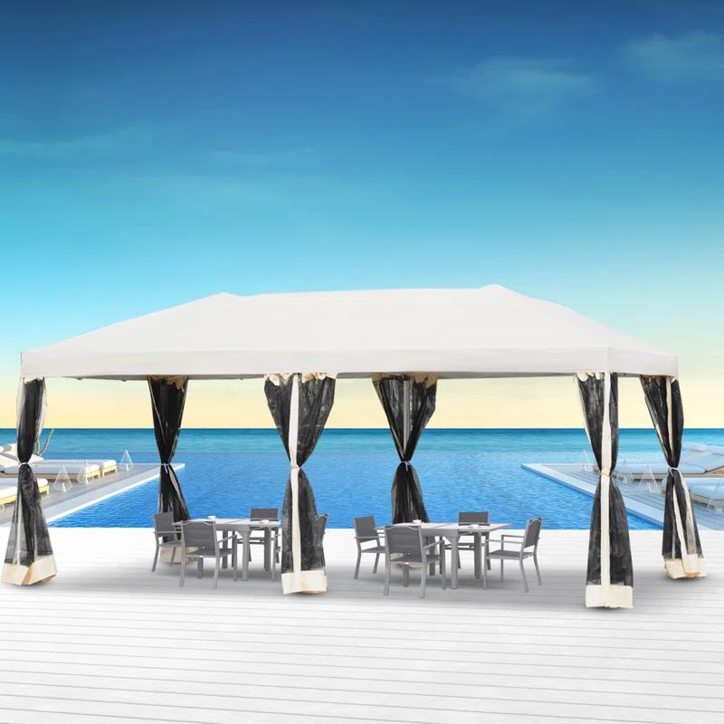 Outsunny 10'X20' Pop Up Party Tent Wedding Canopy With 6 Removable Mesh Sidewalls