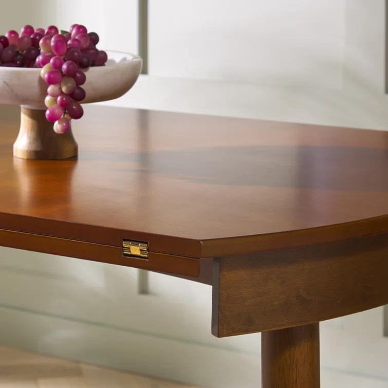 Medium Walnut Round Extendable Rubberwood Dining Table