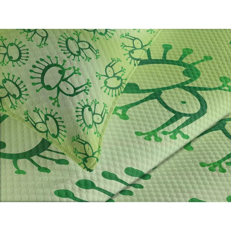 Ambesonne Ambesonne Green Bedspread Set Doodle Style Alien Frogs Green