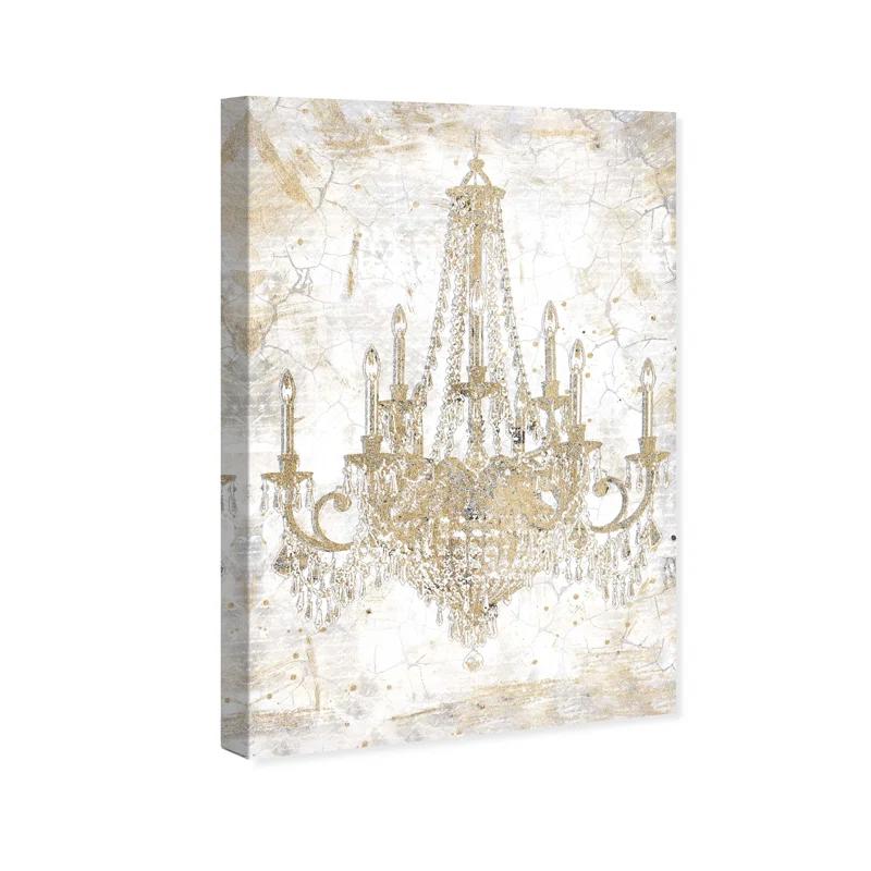 Oliver Gal Prints Fashion And Glam " Fashion And Glam White And Gold Chandelier " by Oliver Gal