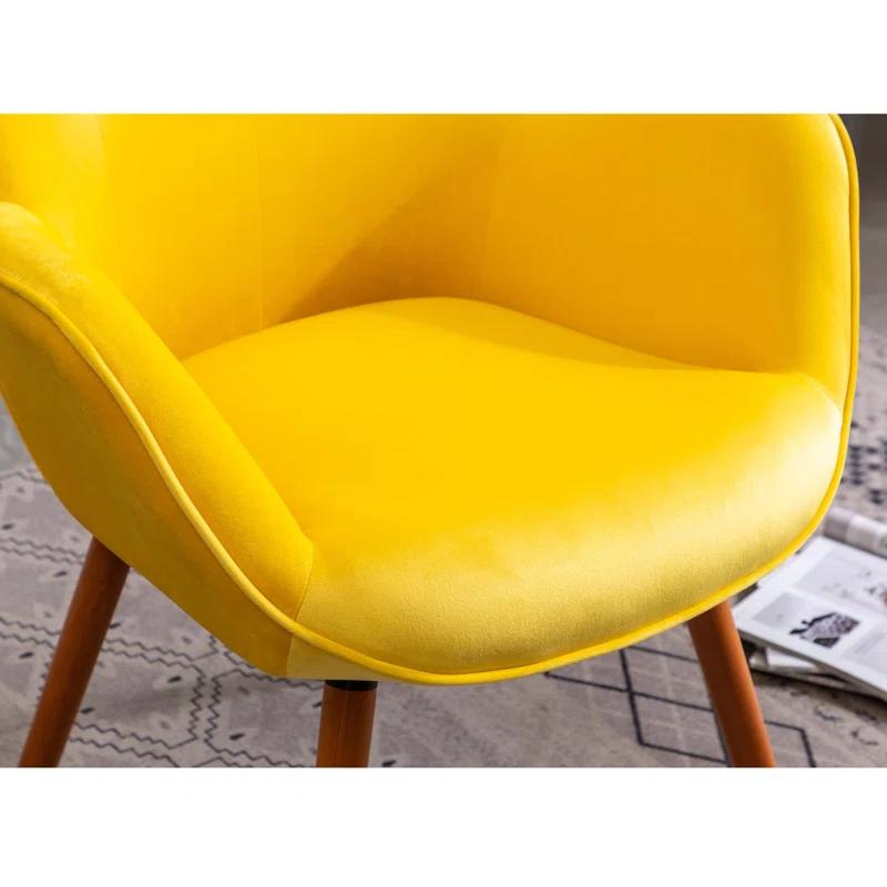 Blendoi Brooke Doarnin Contemporary Silky Tufted Button Back Accent Chair, Yellow