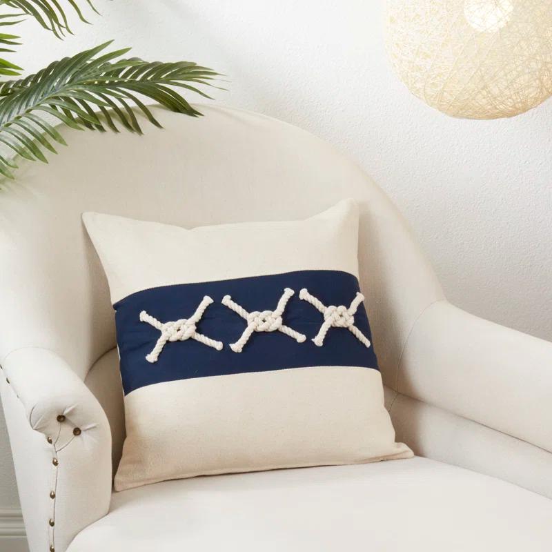 Saro Naviguer Collection Appliqued Cotton Throw Pillow