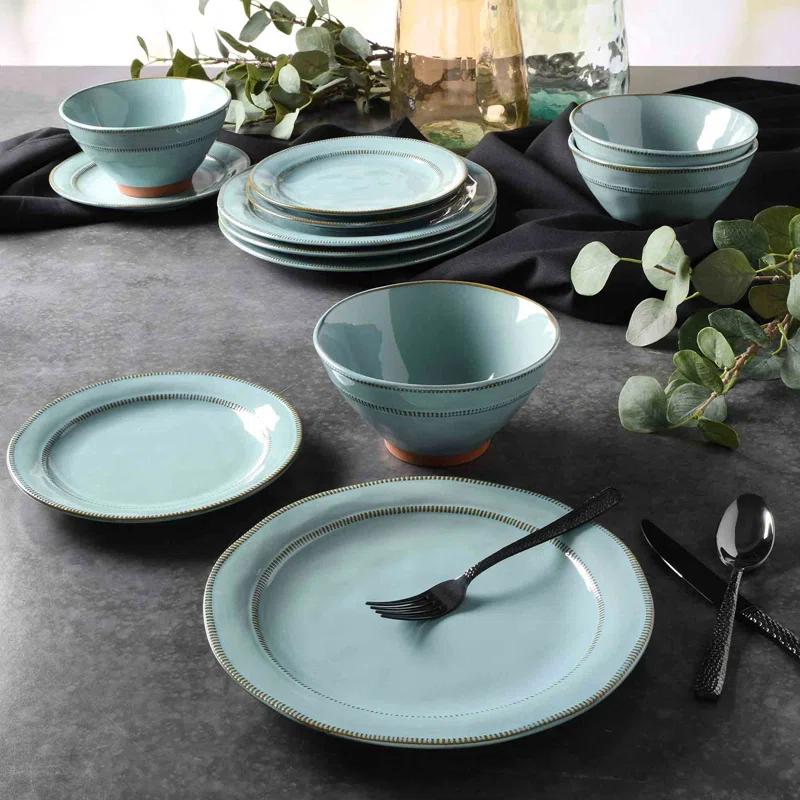 ECLANK 12 Piece Stoneware Dinnerware Set - Service for 4