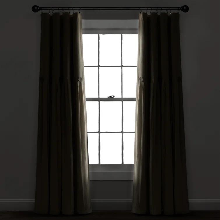 Lush Decor Linen Button Cotton Blend Blackout Thermal Rod Pocket Single Curtain Panel & Reviews | Wayfair