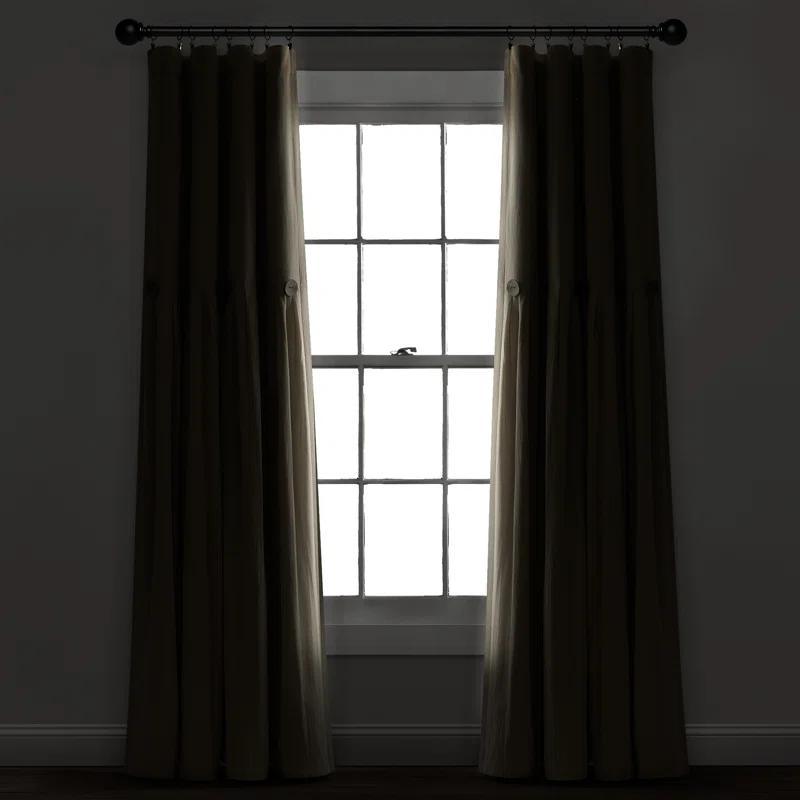 Lush Decor Linen Button Cotton Blend Blackout Thermal Rod Pocket Single Curtain Panel & Reviews | Wayfair