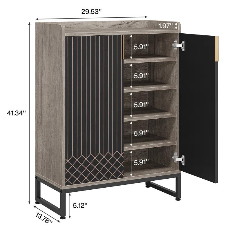 Everly Quinn 5-Tier Shoe Cabinet with Doors, 20-25 Pairs