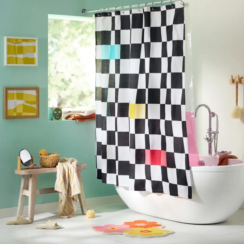 Town & Country Living Town & Country Play Betty Bold Checkerboard Fabric Shower Curtain 70"X72"