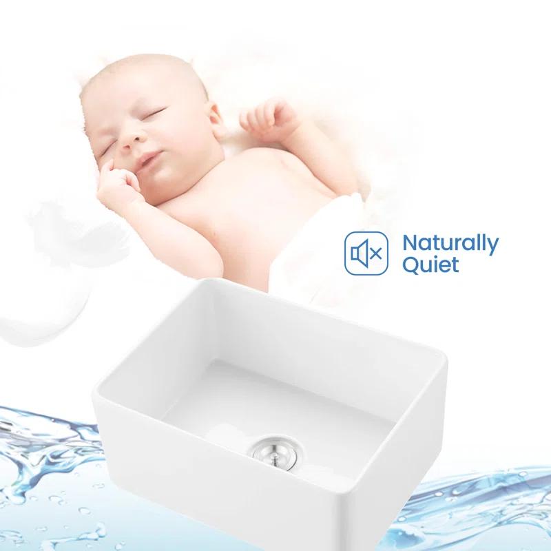 KIBI K2-SF24 Pure 24" W Single Bowl Fireclay Farmhouse Kitchen Sink