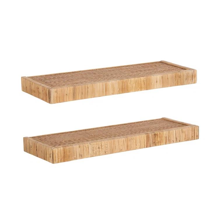 Kate and Laurel Rahmati Two-Piece Rattan Shelf Set