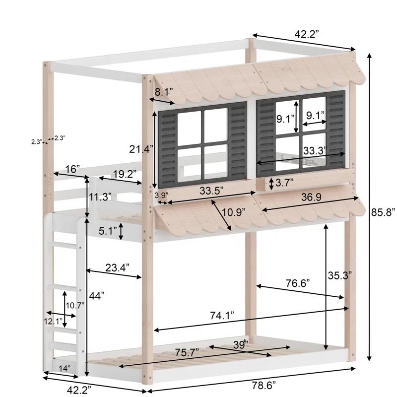 Child Craft Play House Twin Over Twin Standard Bunk Bed