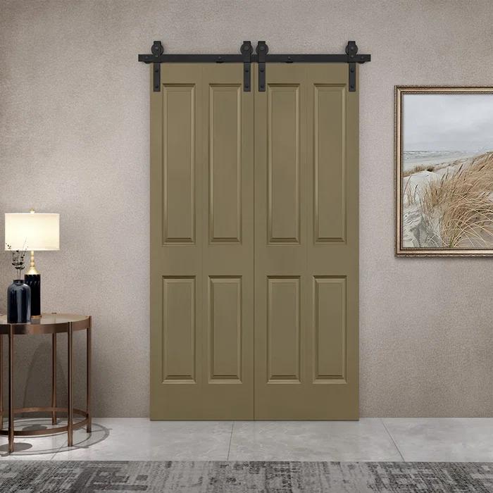 Calhome Paneled MDF Composite Double Bifold Barn Doors with Installation Hardware Kit