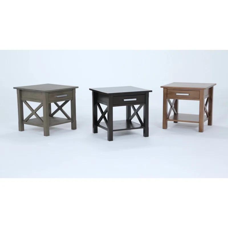Simpli Home Kitchener 21"W Solid Mango Wood Square End Table with Storage Drawer