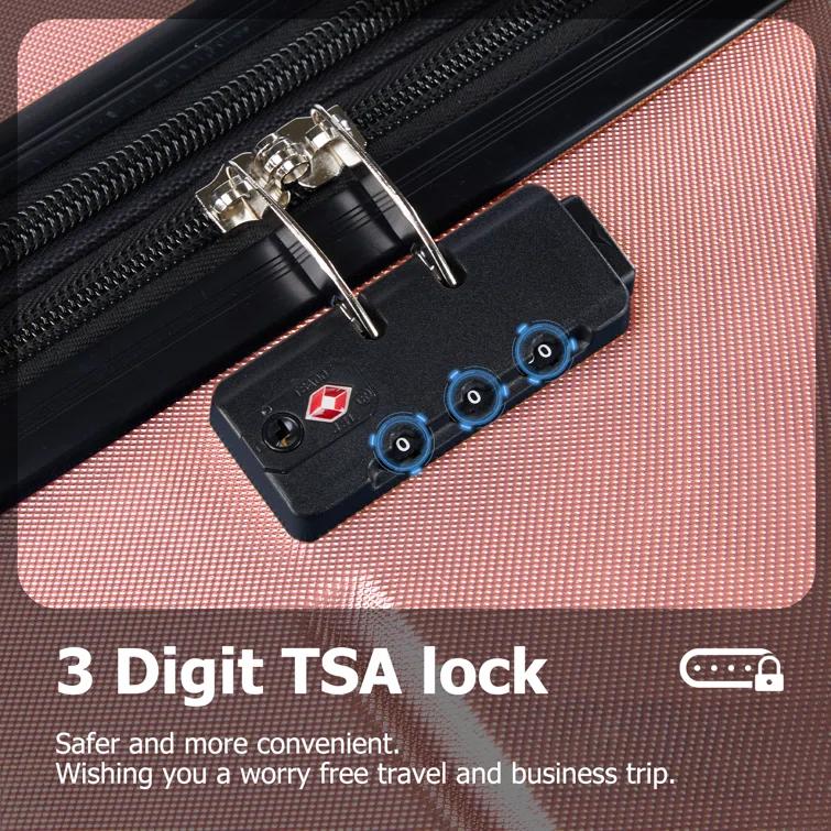Smugdesk.com 3-Piece Luggage Set, ABS Travel Suitcase Set with TSA lock