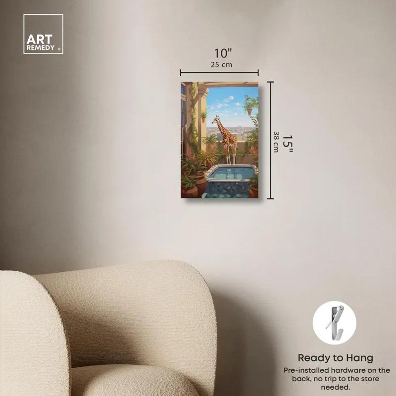 Art Remedy Giraffe Hot Tub Canvas Tropical Bathroom Wall Art by Art Remedy