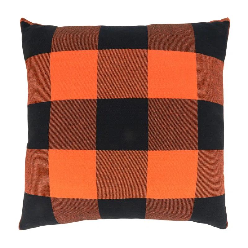 Saro Birmingham Collection Plaid Cotton Reversible Throw Pillow