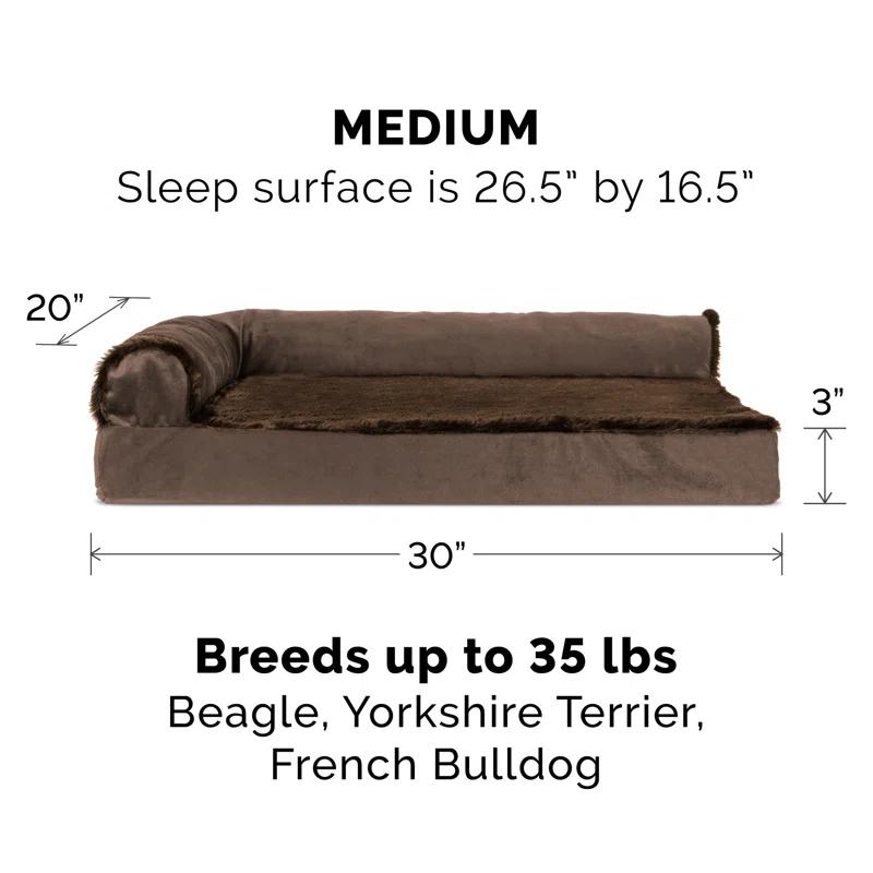 FurHaven Plush & Velvet Deluxe L-Chaise Orthopedic Pet Bed