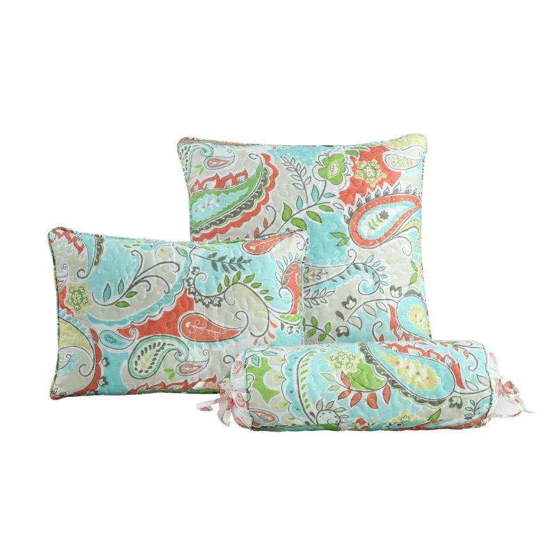 Cozy Line Home Fashion Candy Teal Paisley Quilt Set