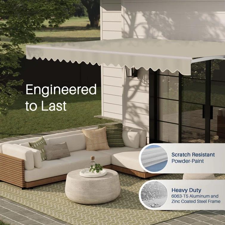 ALEKO ALEKO Motorized Retractable Outdoor Awning with White Frame