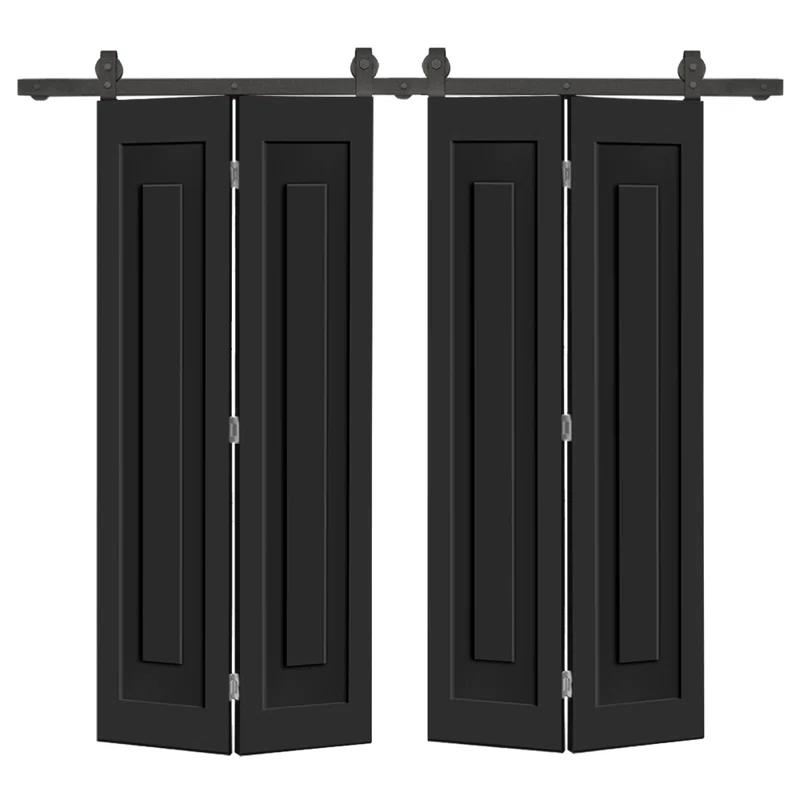 Calhome 3 PANEL Shaker Composite Double Bi-Fold Door with Sliding Barn Door Hardware Kit