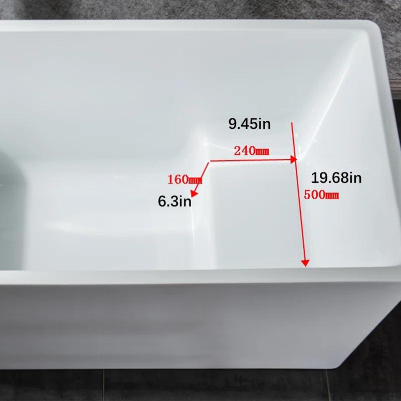 43.25'' x 27.5" Freestanding Soaking Acrylic Bathtub