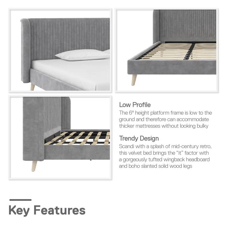 Novogratz Holly King Size Upholstered Platform Bed