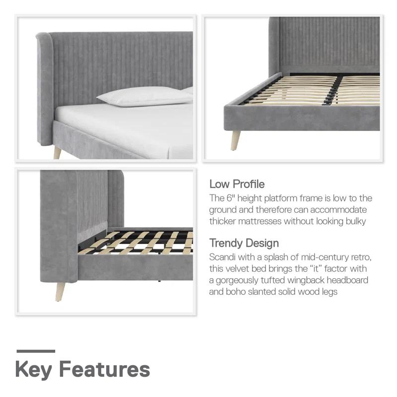 Novogratz Holly King Size Upholstered Platform Bed