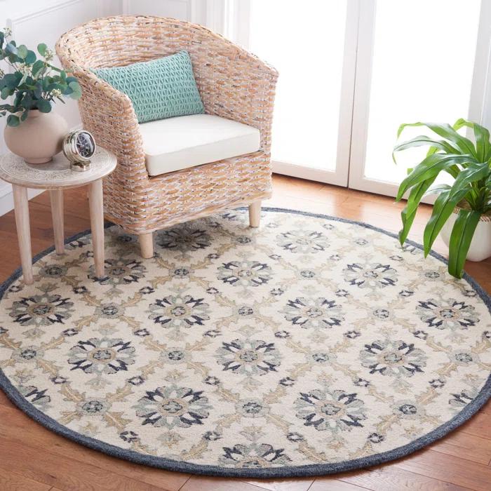 Martha Stewart Rugs Martha Stewart Hand Tufted Wool/Cotton Floral Rug in Blue/Gray