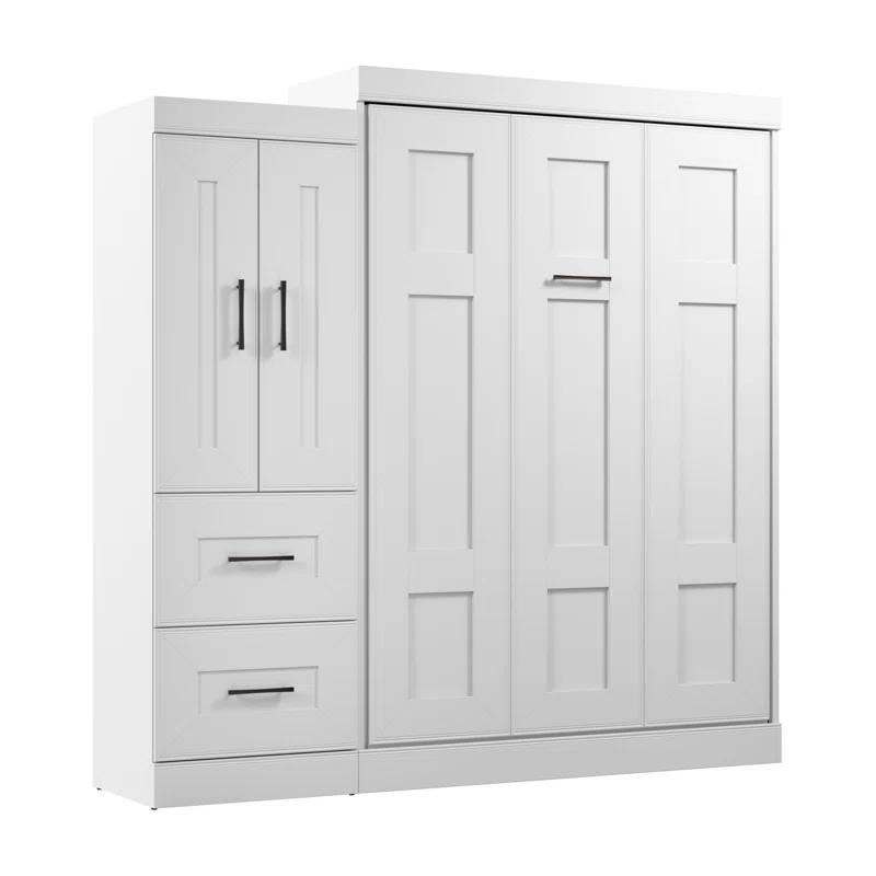 Bestar Edge Murphy Storage Bed and Shelving with Doors and Drawers