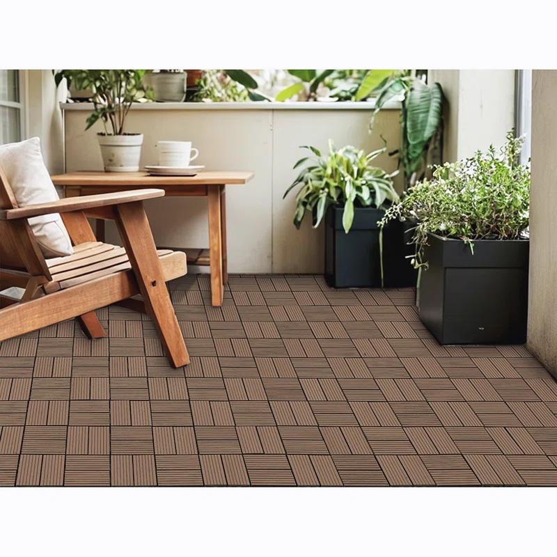 Wood Garden Wood Plastic Composite Deck Tiles, Composite Decking Resist Rust, Water, Weather, Indoor&Outdoor, DIY Interlocking Decking Tiles, Floor Tile(Set of 20)