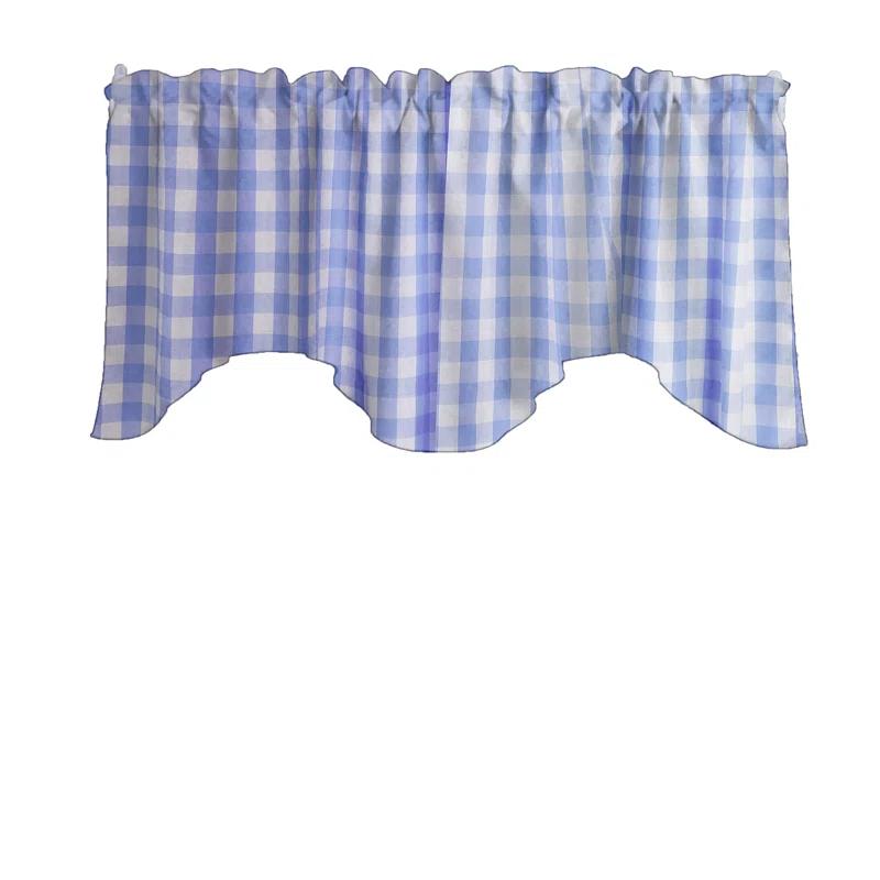lovemyfabric Gingham Checkered Print Scalloped Window Valance