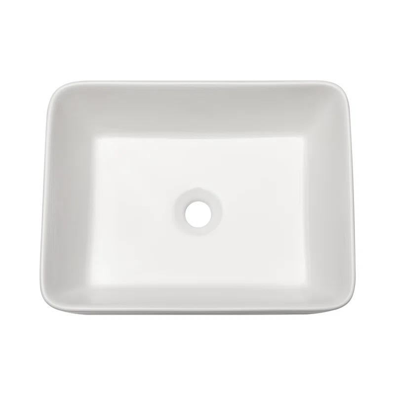 19"L x 15"W White Ceramic Rectangular Bathroom Vessel Sink Drop-in Vanity Sink