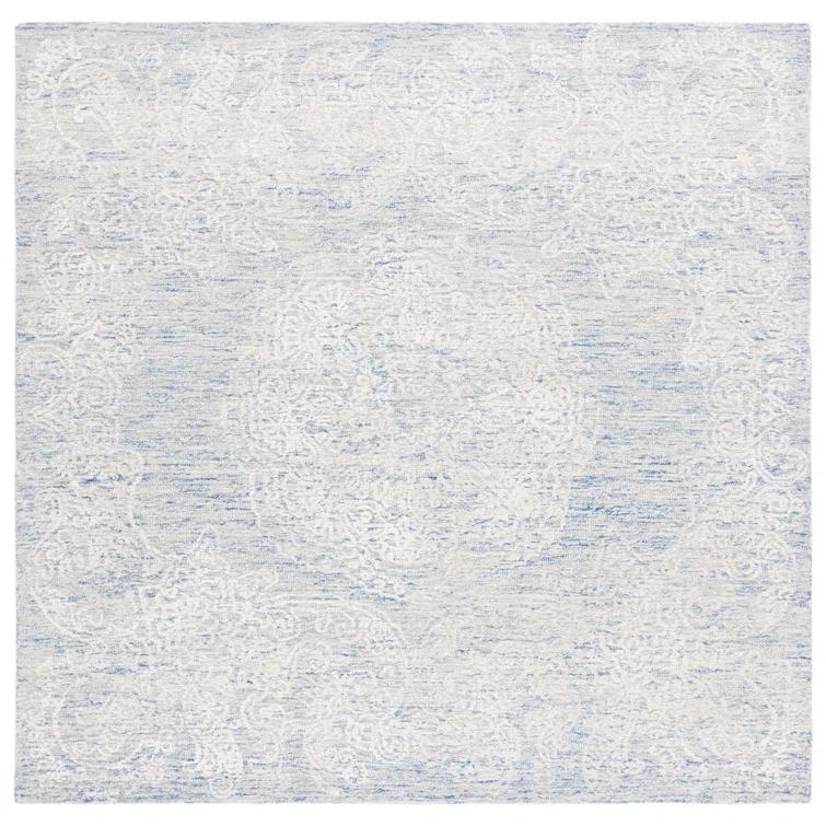 Charlton Home® Batha Hand Tufted Wool/Bamboo Silk/Cotton with Cotton Backing Rug in Blue/Ivory
