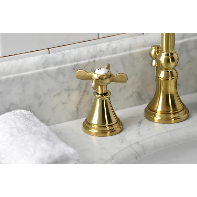 Kingston Brass Kingston Brass Essex Two-Handle 3-Hole Deck Mount Widespread Bathroom Faucet with Brass Pop-Up Drain KS2987BEX