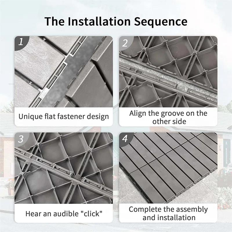 Impact Outdoor Patio Interlocking Deck Tiles,12"X12" Square Composite Decking Tiles,Four Slat Plastic Outdoor Flooring Tile All Weather For Balcony Porch Backyard,(Pack Of 9)