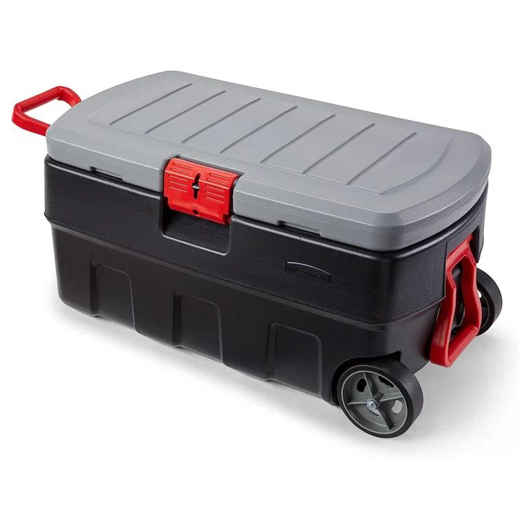 Rubbermaid Rubbermaid 35 Gal Wheeled Action Packer Heavy Duty Storage Tote with Lockable Lid