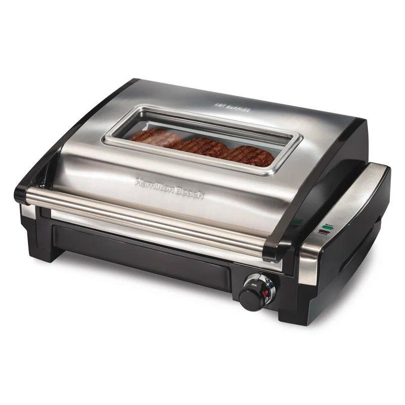 Hamilton Beach Hamilton Beach® Electric Indoor Searing Grill with Removable Non-Stick Grate, Viewing Window & Adjustable Temperature Control to 450°F, 118 sq. in. Surface Serves 6