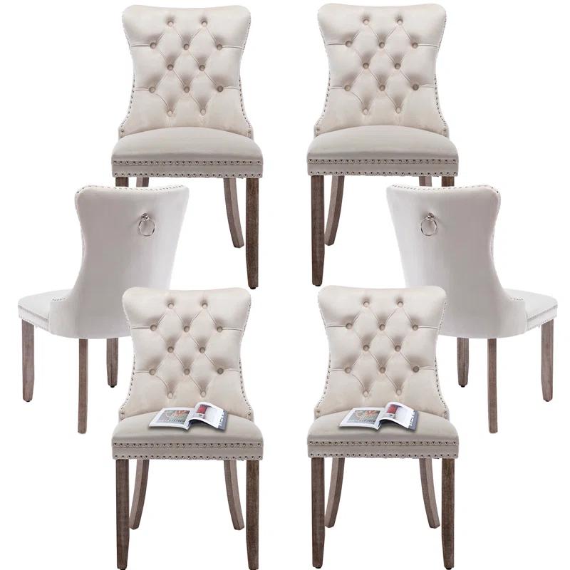 Rosdorf Park High-end Tufted Velvet Upholstered Nailhead Dining Chair
