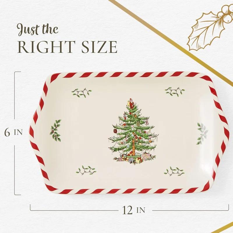 Spode Christmas Tree Peppermint Dessert Tray