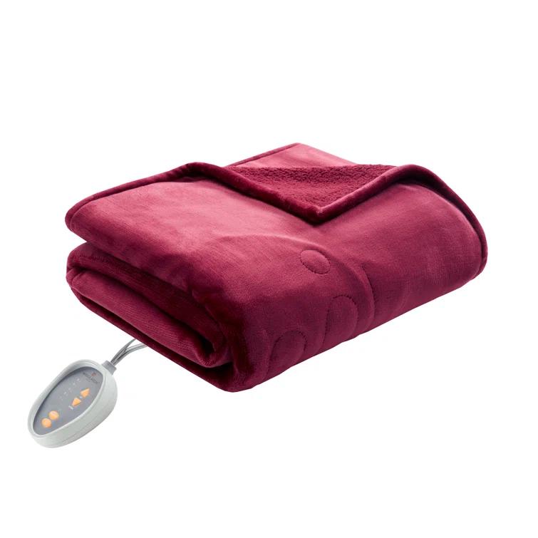 Woolrich Woolrich Heated Plush to Berber Sapphire Blue Blanket Queen