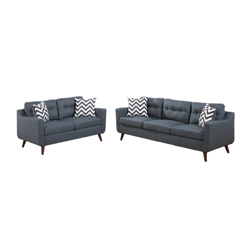 WANDINGT Modern Sofa Cozy Sofa Loveseat W Pillows 2Pc Sofa Set  Polyfiber Couch Tufted Cushions Living Room