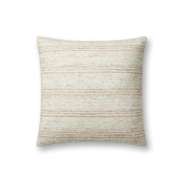 Zephyr Pillow by Amber Lewis x Loloi - Ivory and Natural / 18" x 18" / Down