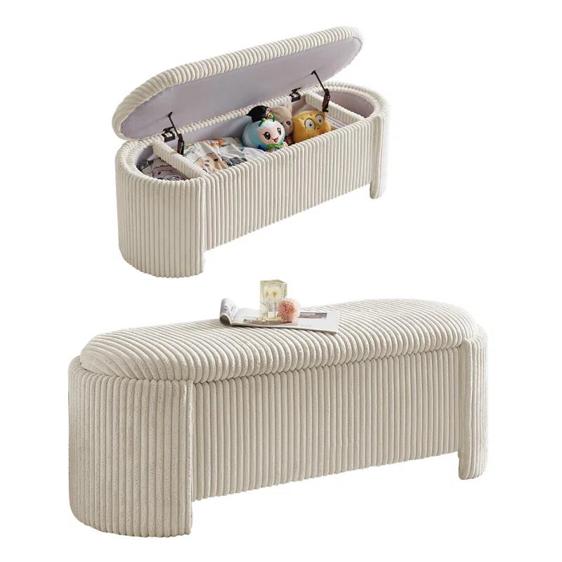 Latitude Run® Nikoma Corduroy Upholstered Storage Bench