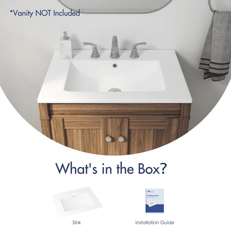 Tucson 24" W x 18" D Vitreous China Vanity Top Sink in White (Sink Only, w/o Vanity)