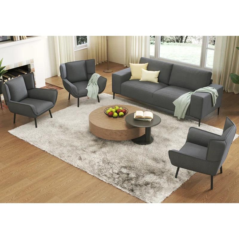 Wade Logan® Brynnly 89 in Comfy Sofa Couch with Extra Deep Seat 3 Seater Sofa Chair Set for Living Room
