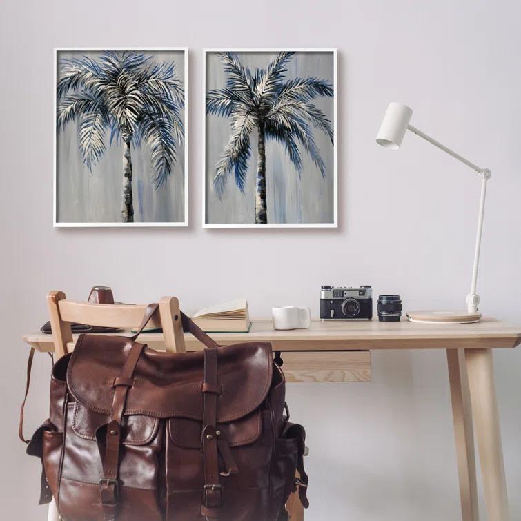 Stupell Industries A2-592-Giclee " Gray Modern Palm Trees " by Nan 2 - Pieces Painting Print