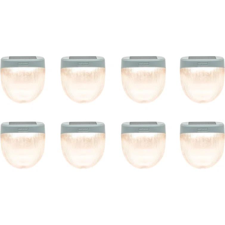 Vego Garden Add ons Rippled Outdoor Waterproof Solar Powered Integrated LED Deck Light Pack (Set of 8)