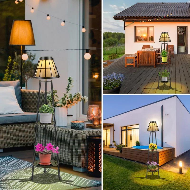Latitude Run® 2 Pack Outdoor Solar Floor Lamps Waterproof Plant Stand