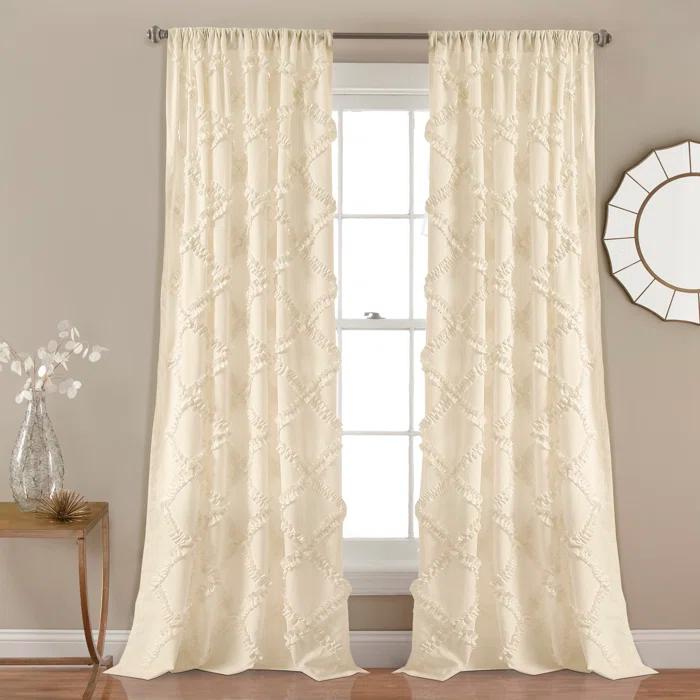 Lush Decor Ruffle Diamond Polyester Semi Sheer Curtain Pair (Set of 2)